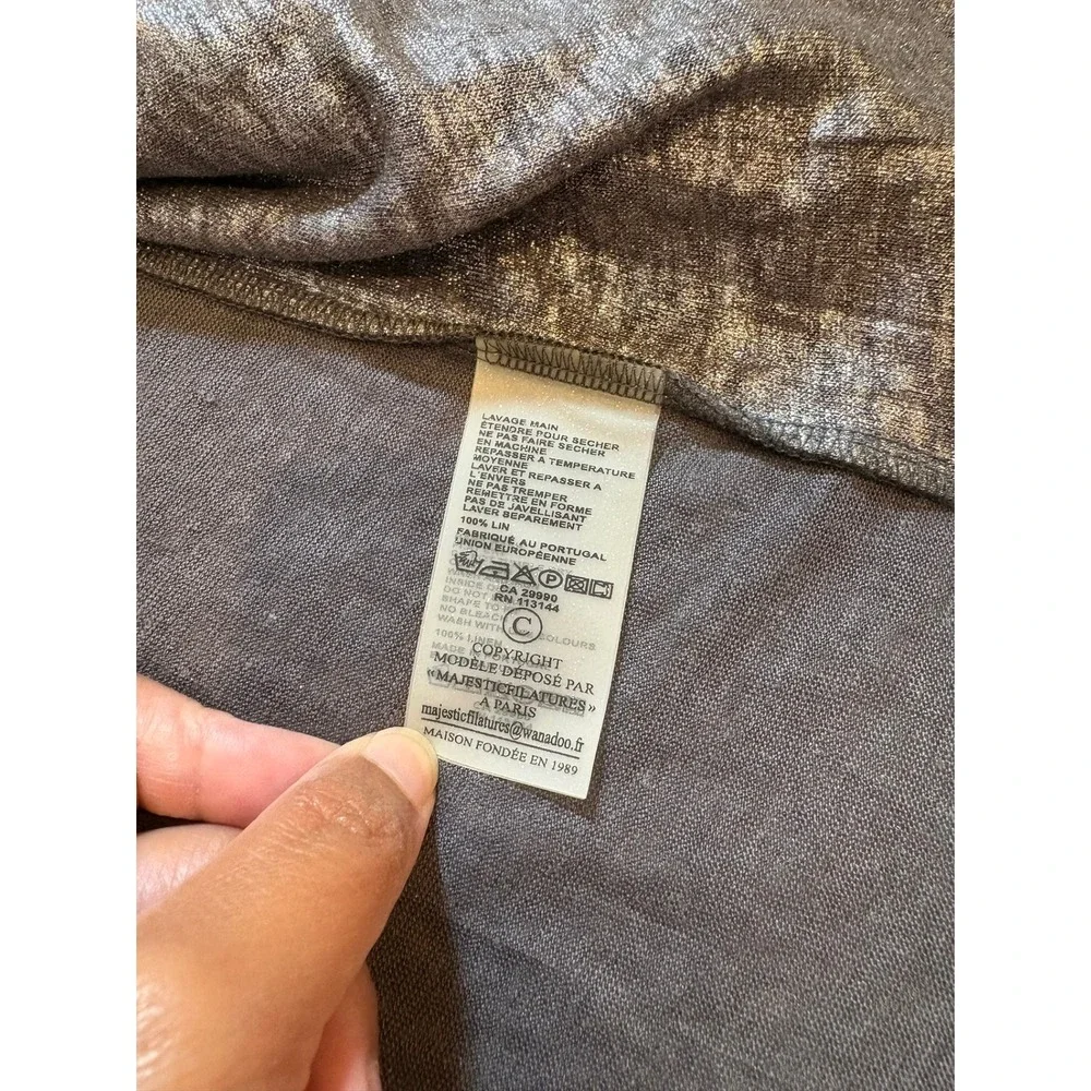 Majestic Filatures Paris Metallic Linen Open Cardigan Blazer Silver M Portugal 3